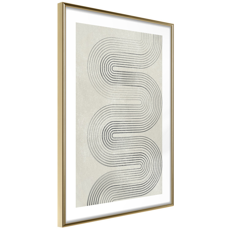 Poster Geometric Wave - abstract waves in the form of lines on a gray background 134326 additionalImage 9