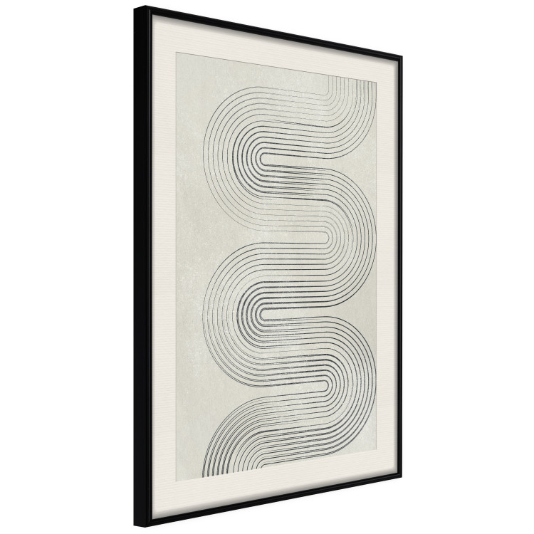 Poster Geometric Wave - abstract waves in the form of lines on a gray background 134326 additionalImage 2