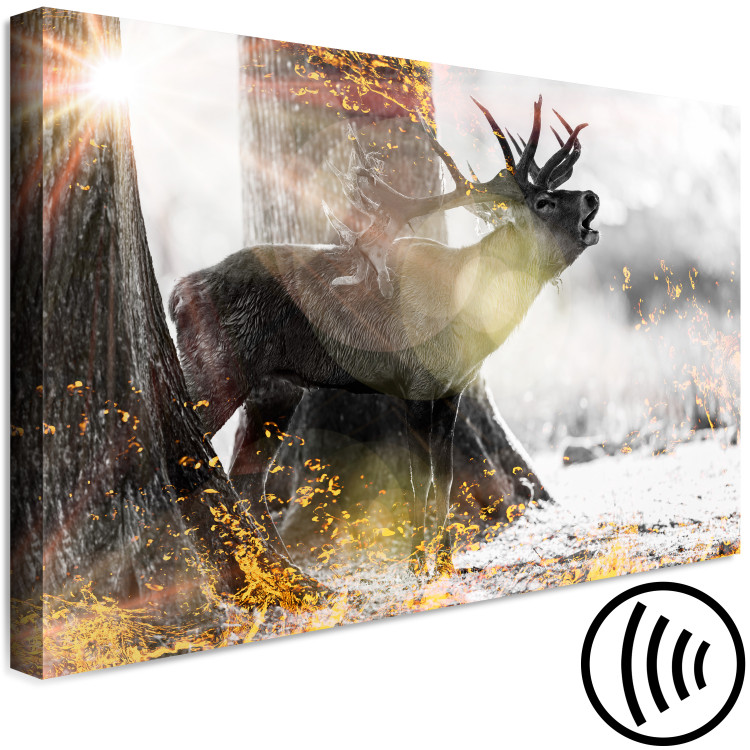 Canvas Golden Roar (1-piece) Wide - natural deer in glamour motif 134626 additionalImage 6