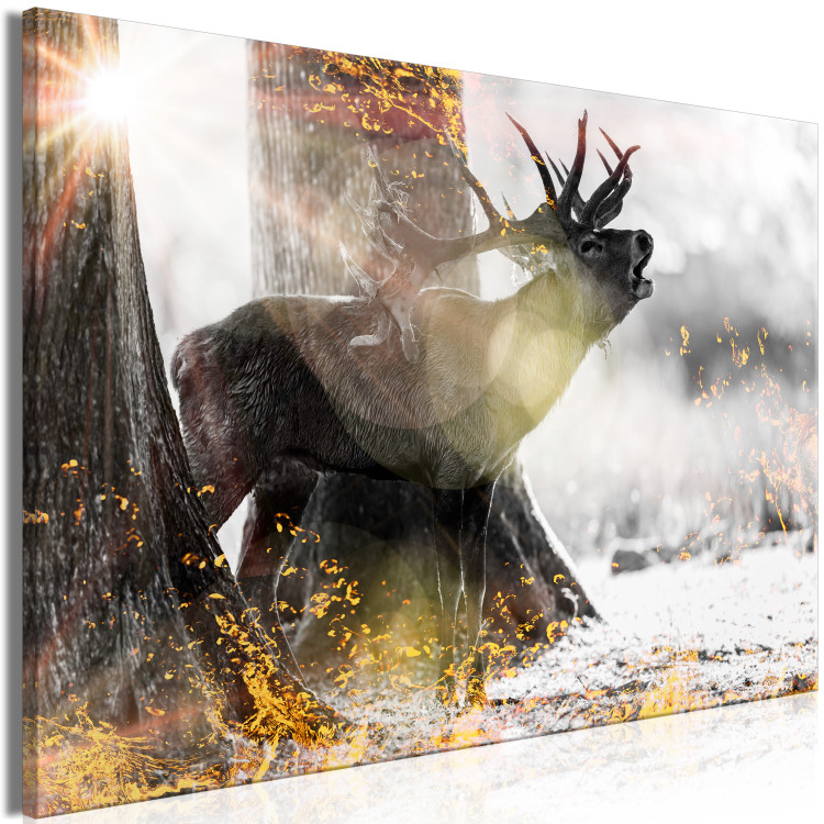Canvas Golden Roar (1-piece) Wide - natural deer in glamour motif 134626 additionalImage 2