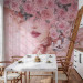 Wall Mural Lady in flowers - portrait of a woman's face draped in pink flowers 135026 additionalThumb 6