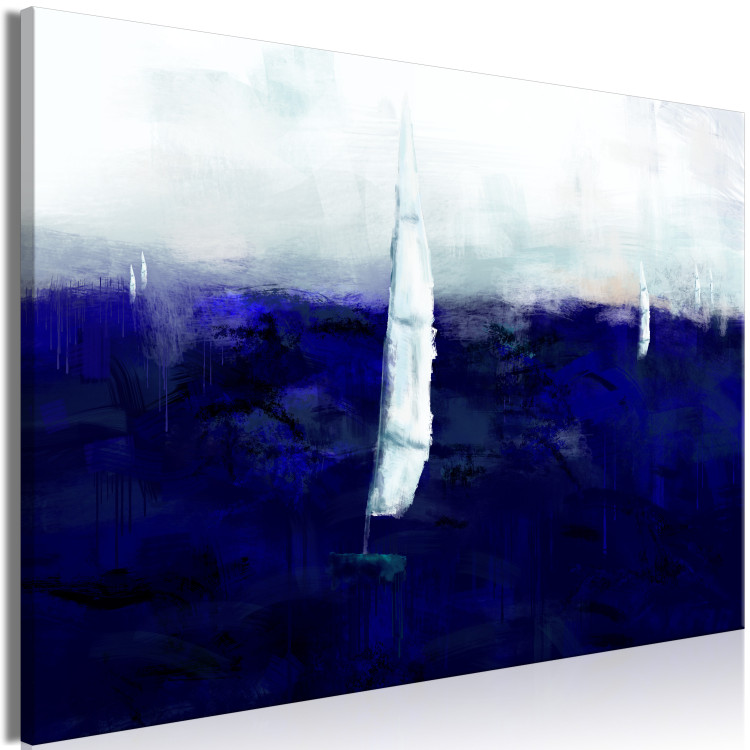 Canvas Art Print Sails on the ocean - marine motif with deep blue and sails 135226 additionalImage 2