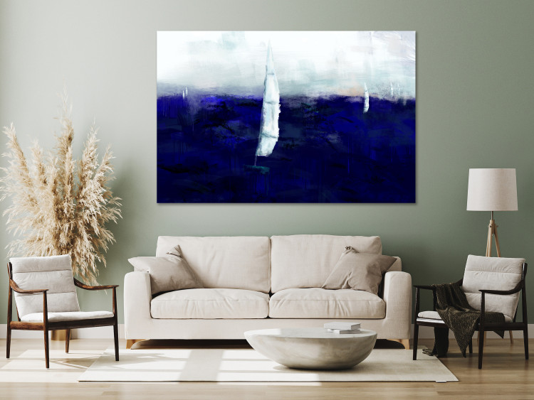 Canvas Art Print Sails on the ocean - marine motif with deep blue and sails 135226 additionalImage 3