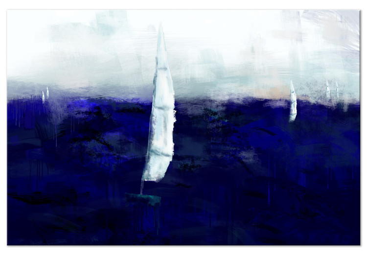 Canvas Art Print Sails on the ocean - marine motif with deep blue and sails 135226