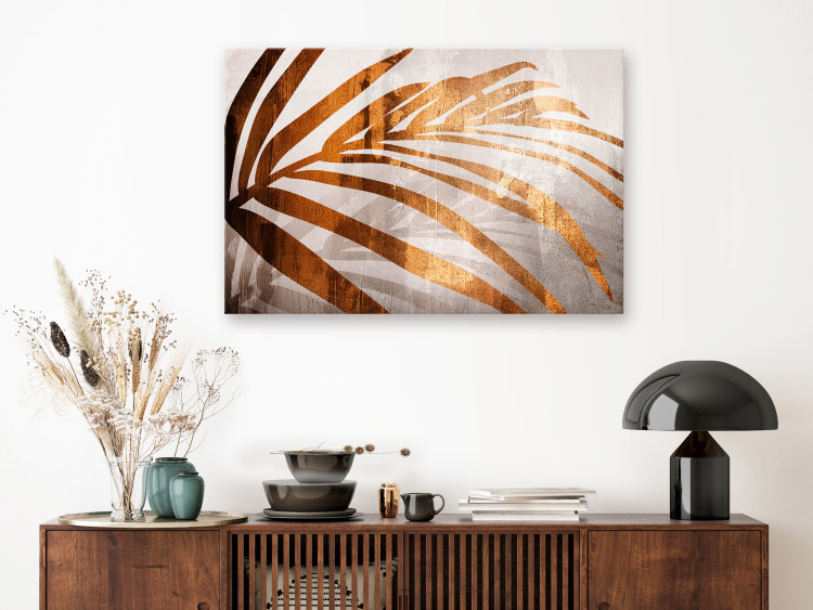 Canvas Print Palm in brown - A split leaf of trees in copper-brown 135426 additionalImage 3