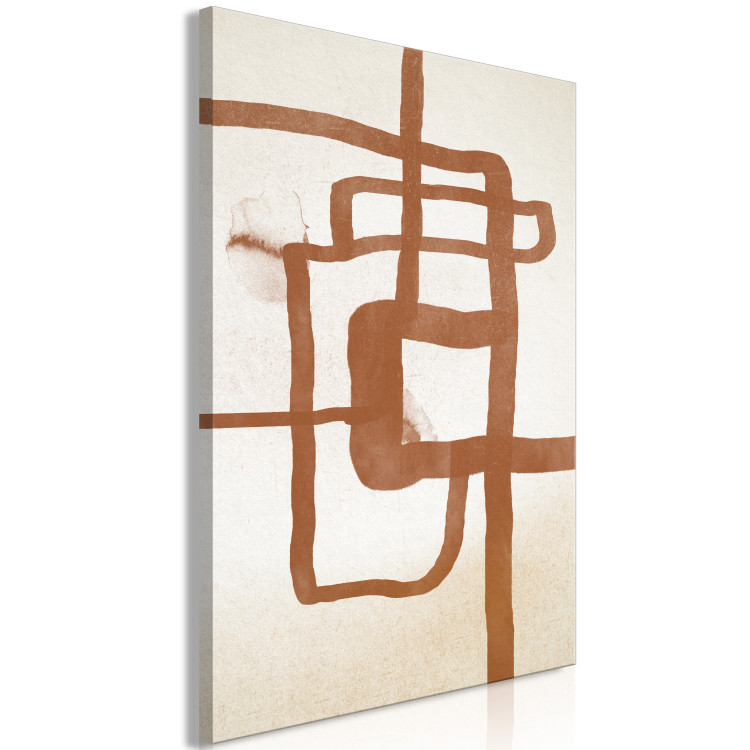 Canvas Print Path - Abstraction in the style of Scandi Boho depicting a die-drawn lines reminiscent of the road on a beige background 135526 additionalImage 2
