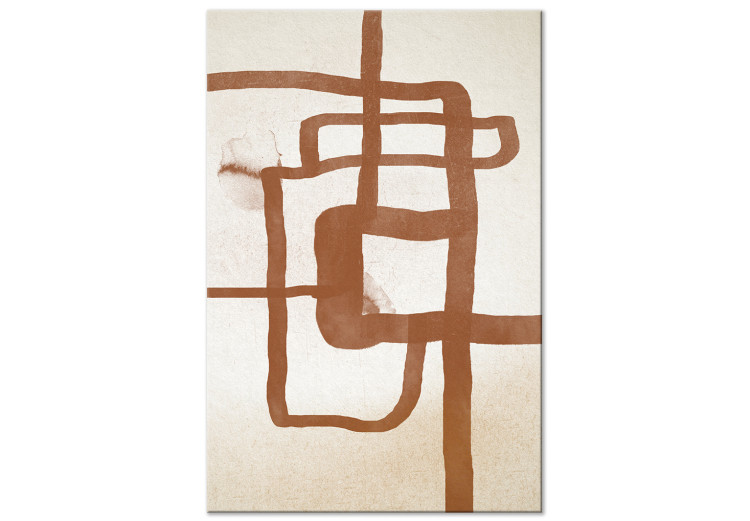 Canvas Print Path - Abstraction in the style of Scandi Boho depicting a die-drawn lines reminiscent of the road on a beige background 135526