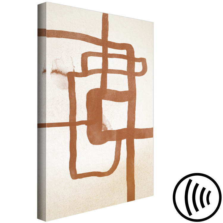 Canvas Print Path - Abstraction in the style of Scandi Boho depicting a die-drawn lines reminiscent of the road on a beige background 135526 additionalImage 6