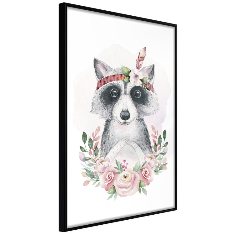 Wall Poster Simon the Raccoon - natural composition of flowers and animals on a light background 135726 additionalImage 17