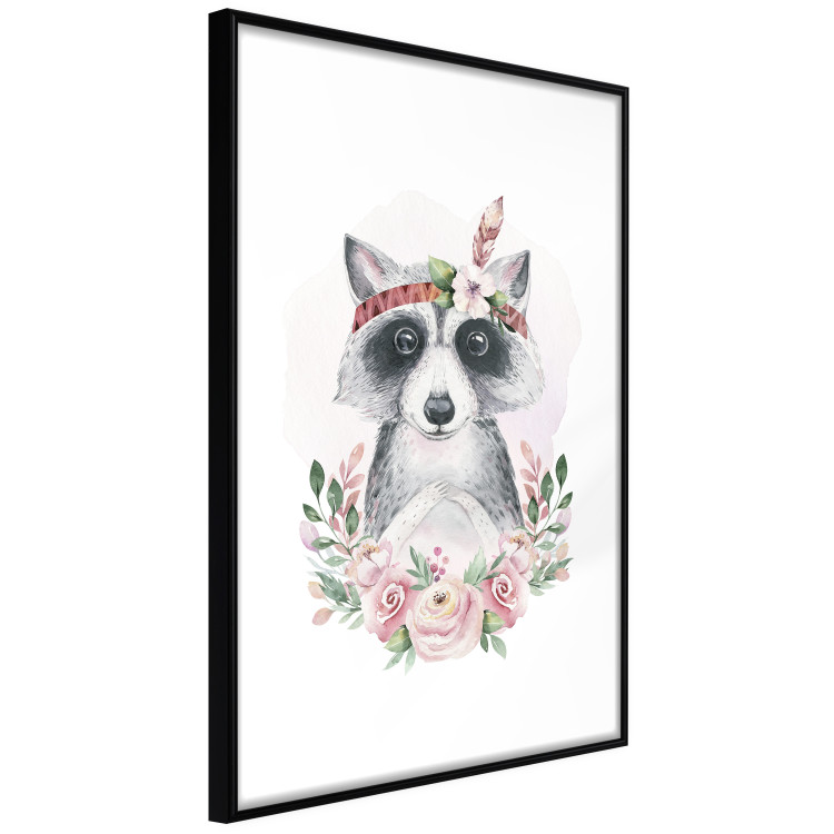 Wall Poster Simon the Raccoon - natural composition of flowers and animals on a light background 135726 additionalImage 14