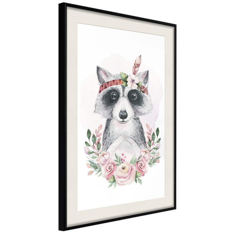 Wall Poster Simon the Raccoon - natural composition of flowers and animals on a light background 135726 additionalImage 20