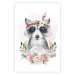 Wall Poster Simon the Raccoon - natural composition of flowers and animals on a light background 135726