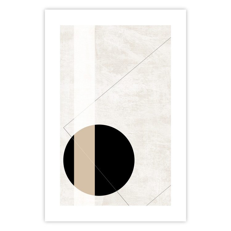 Poster Convergence Point - geometric abstraction with a black circle on a beige background 137226 additionalImage 5