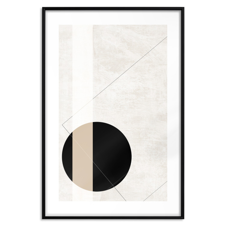 Poster Convergence Point - geometric abstraction with a black circle on a beige background 137226 additionalImage 27