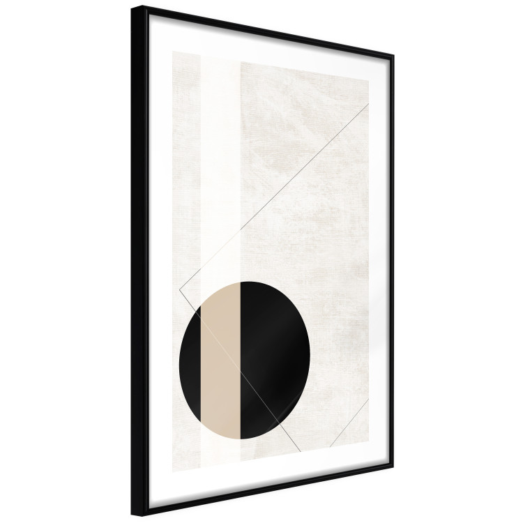 Poster Convergence Point - geometric abstraction with a black circle on a beige background 137226 additionalImage 16