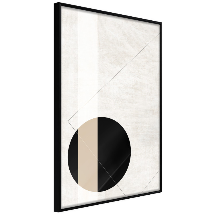 Poster Convergence Point - geometric abstraction with a black circle on a beige background 137226 additionalImage 20