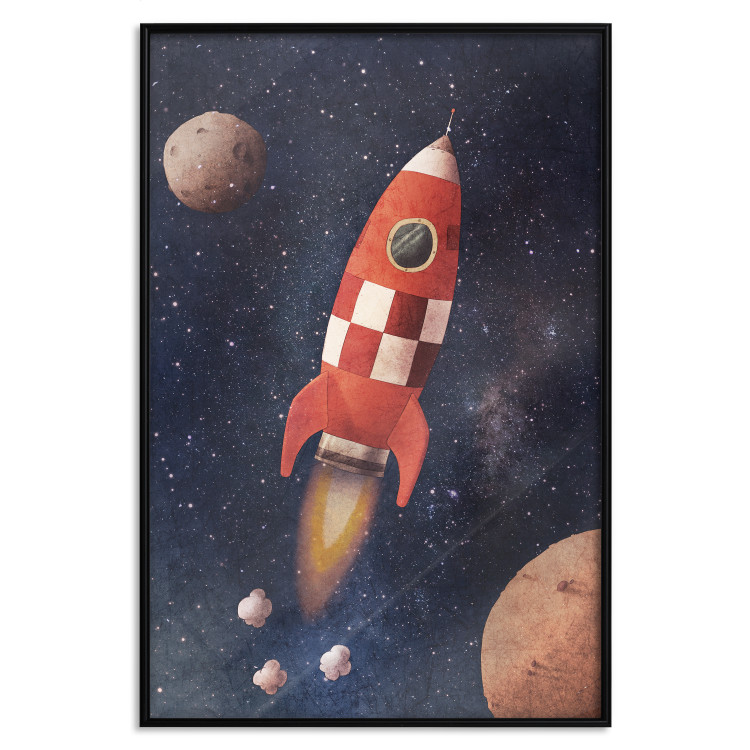Wall Poster Rocket Into the Unknown - red spacecraft against a star-filled cosmic background 137526 additionalImage 12