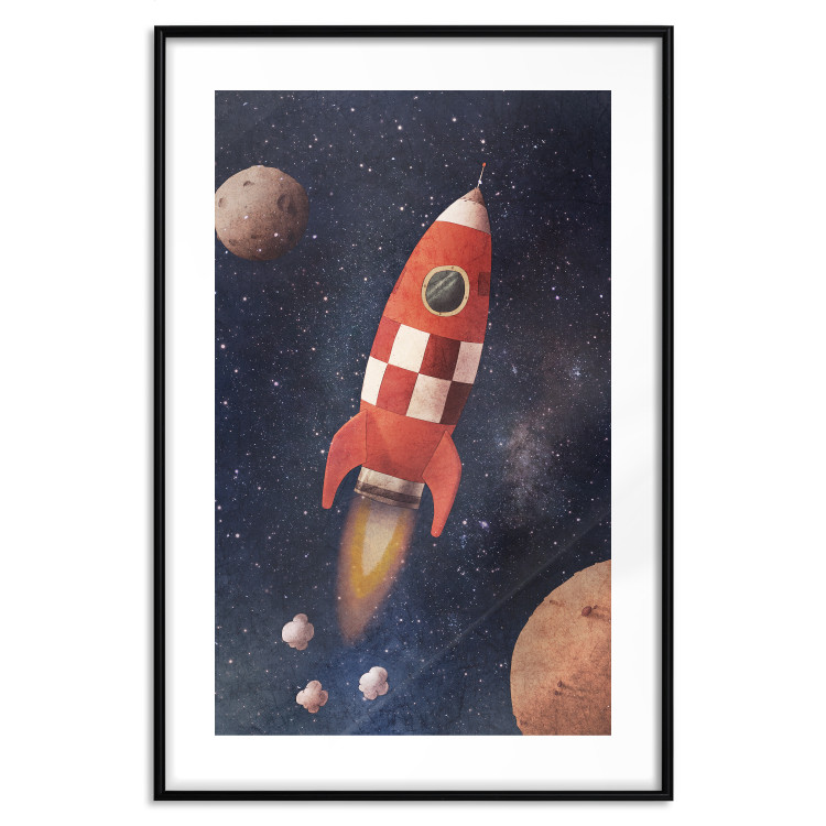 Wall Poster Rocket Into the Unknown - red spacecraft against a star-filled cosmic background 137526 additionalImage 13