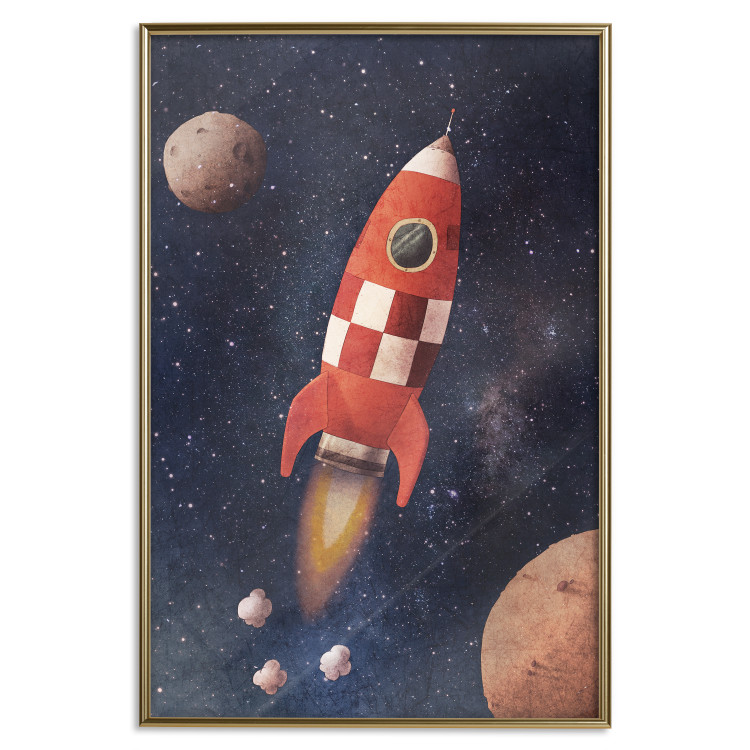 Wall Poster Rocket Into the Unknown - red spacecraft against a star-filled cosmic background 137526 additionalImage 11