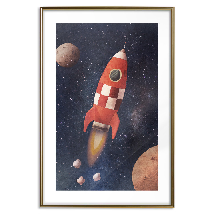 Wall Poster Rocket Into the Unknown - red spacecraft against a star-filled cosmic background 137526 additionalImage 14