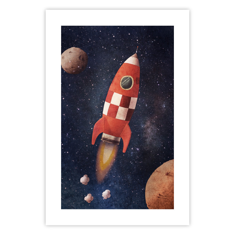 Wall Poster Rocket Into the Unknown - red spacecraft against a star-filled cosmic background 137526 additionalImage 9