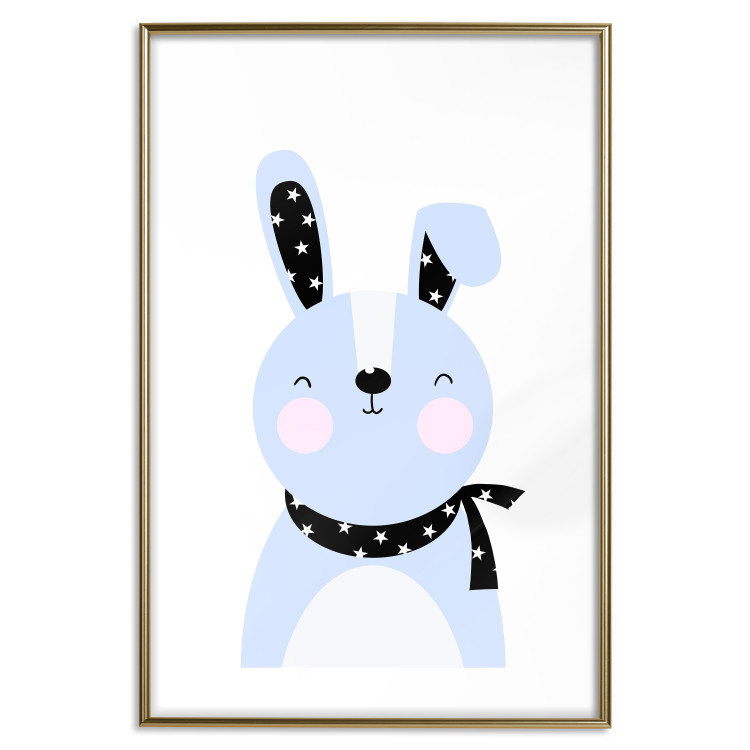 Wall Poster Brave Rabbit - funny bunny with a black ribbon on a light background 138126 additionalImage 14