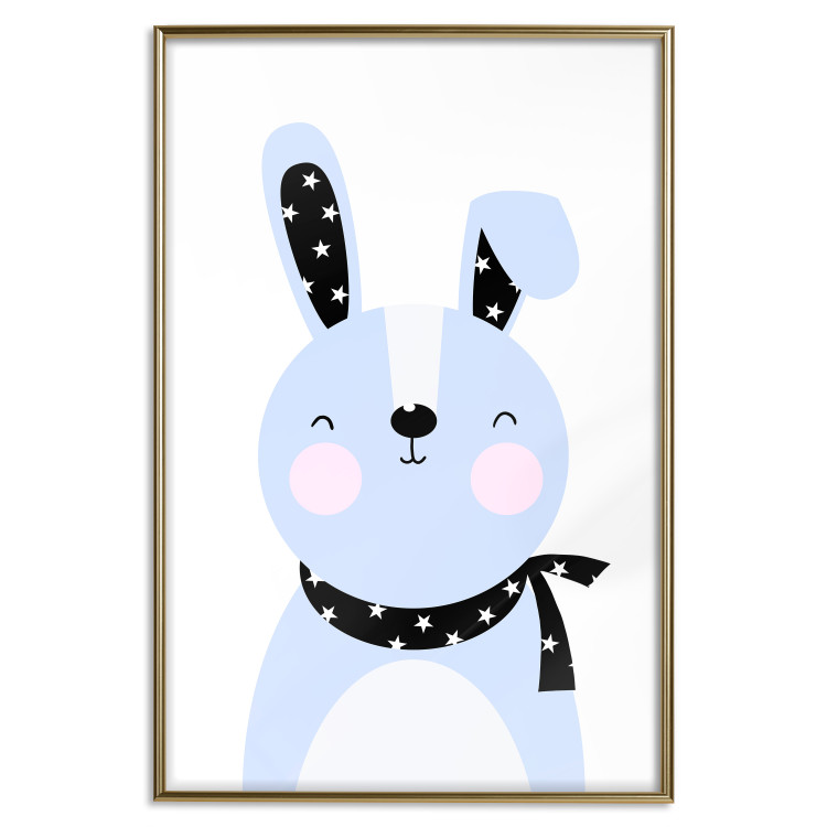 Wall Poster Brave Rabbit - funny bunny with a black ribbon on a light background 138126 additionalImage 11