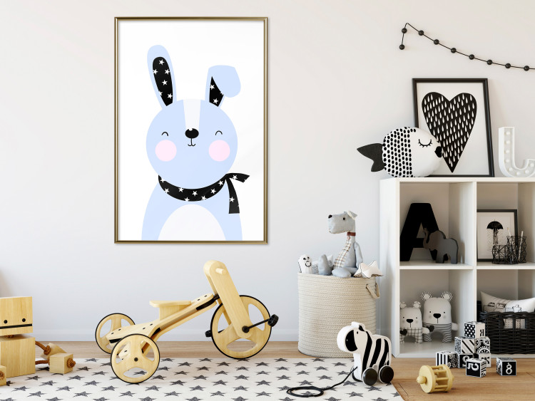 Wall Poster Brave Rabbit - funny bunny with a black ribbon on a light background 138126 additionalImage 16