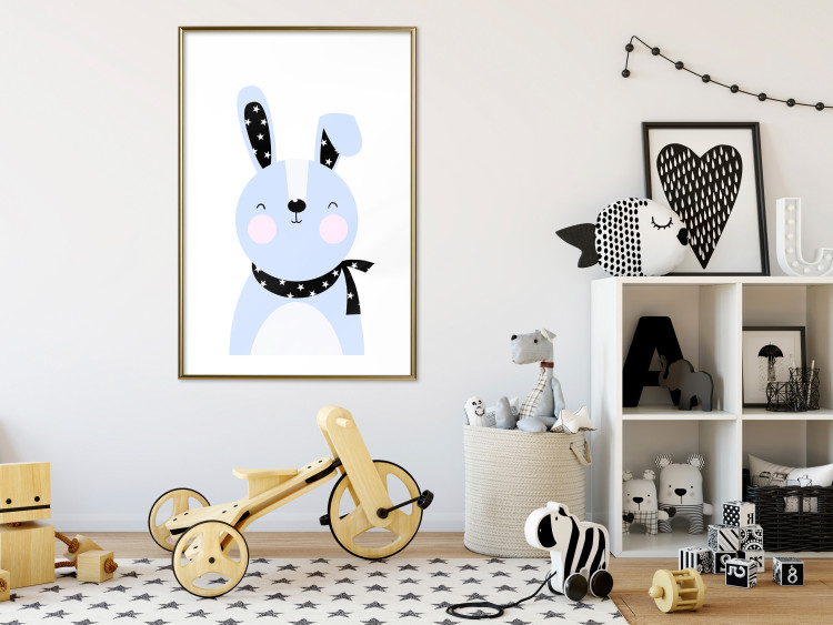 Wall Poster Brave Rabbit - funny bunny with a black ribbon on a light background 138126 additionalImage 19