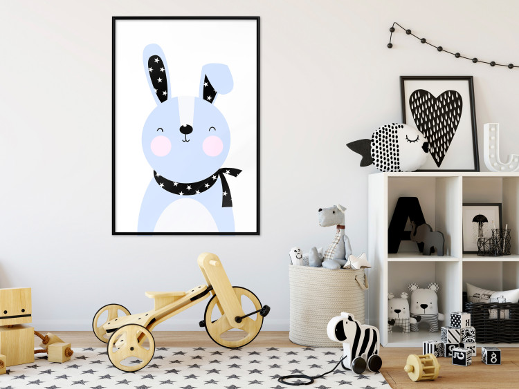 Wall Poster Brave Rabbit - funny bunny with a black ribbon on a light background 138126 additionalImage 15
