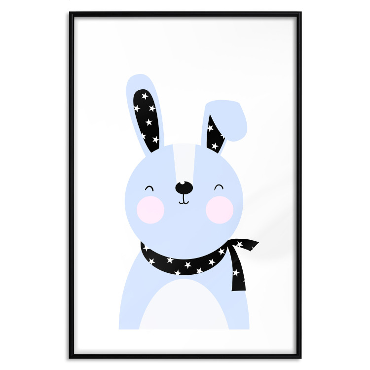 Wall Poster Brave Rabbit - funny bunny with a black ribbon on a light background 138126 additionalImage 13