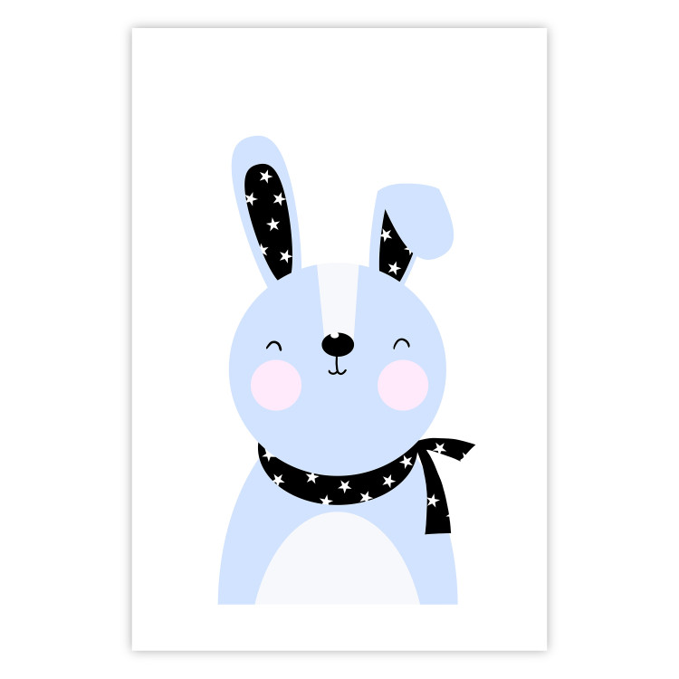 Wall Poster Brave Rabbit - funny bunny with a black ribbon on a light background 138126 additionalImage 9