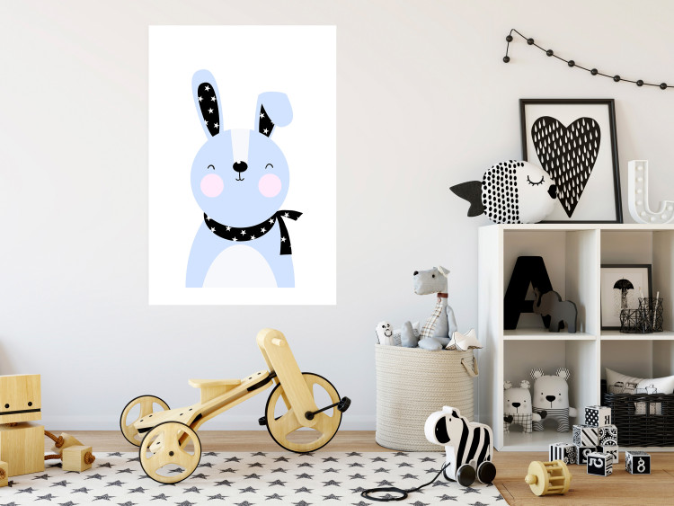 Wall Poster Brave Rabbit - funny bunny with a black ribbon on a light background 138126 additionalImage 18