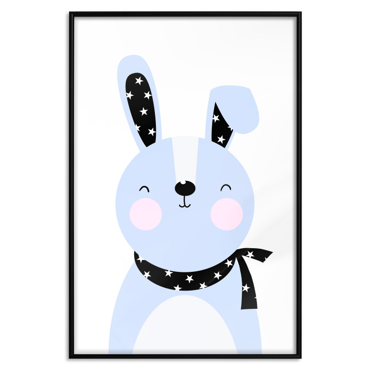 Wall Poster Brave Rabbit - funny bunny with a black ribbon on a light background 138126 additionalImage 12
