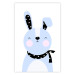 Wall Poster Brave Rabbit - funny bunny with a black ribbon on a light background 138126