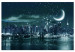 Canvas Art Print Moon over Manhattan (1-piece) Wide - New York after dark 138326