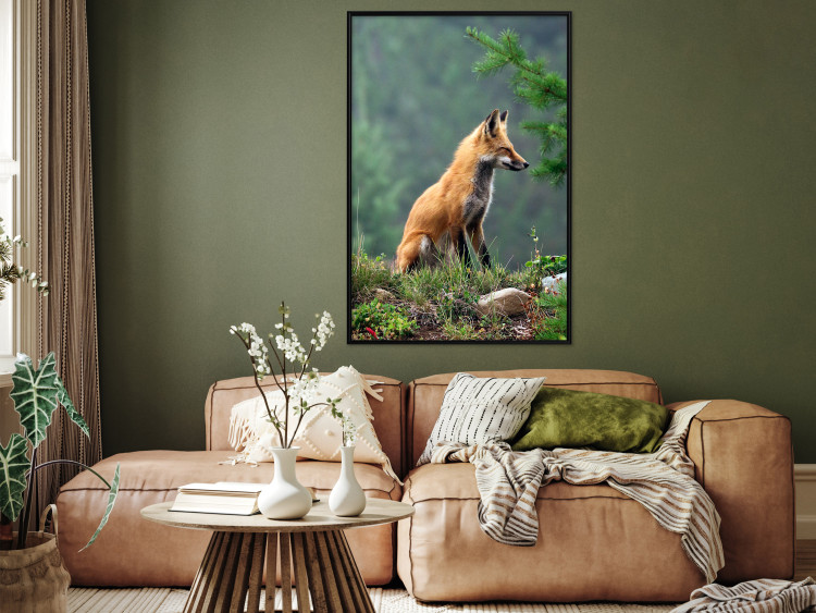Wall Poster Red Hunter - majestic wild animal amidst forest on a blurred background 138726 additionalImage 5