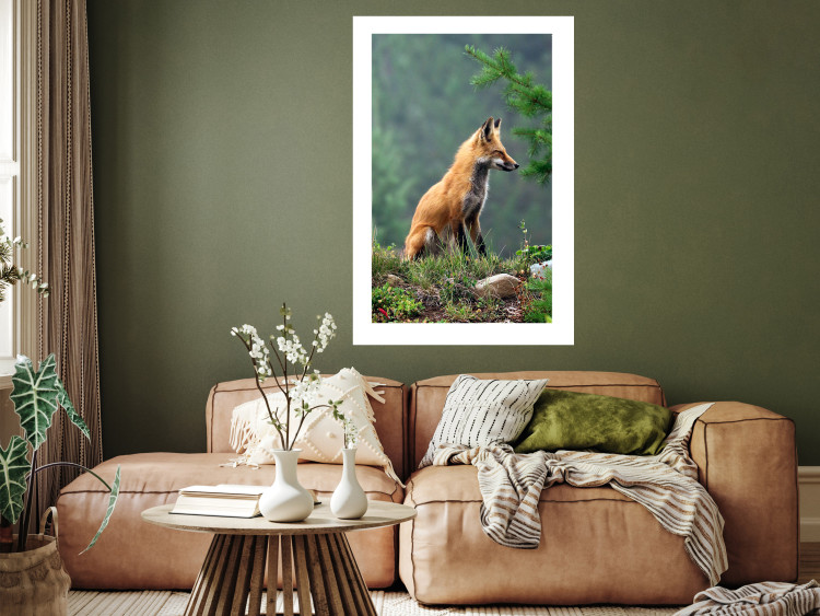 Wall Poster Red Hunter - majestic wild animal amidst forest on a blurred background 138726 additionalImage 6
