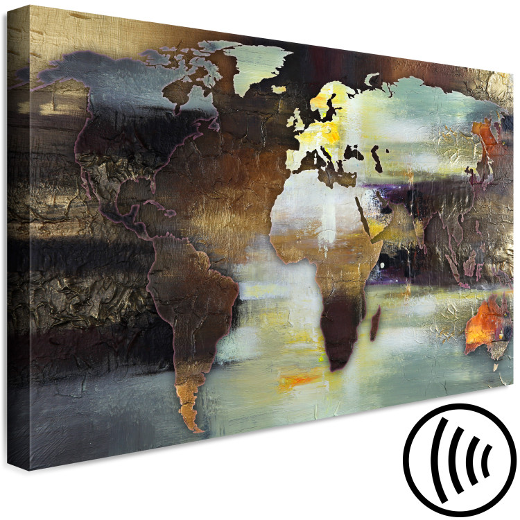 Canvas Painted World Map (1-piece) Wide - abstraction in browns 143126 additionalImage 6