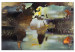 Canvas Painted World Map (1-piece) Wide - abstraction in browns 143126