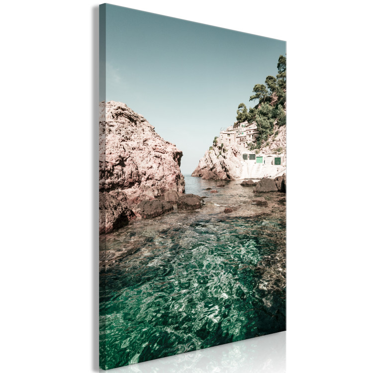 Canvas Print Houses in the Balearics (1-piece) - seascape with rocks in the background 145326 additionalImage 2