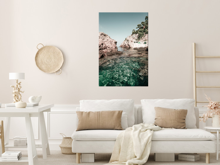 Canvas Print Houses in the Balearics (1-piece) - seascape with rocks in the background 145326 additionalImage 3