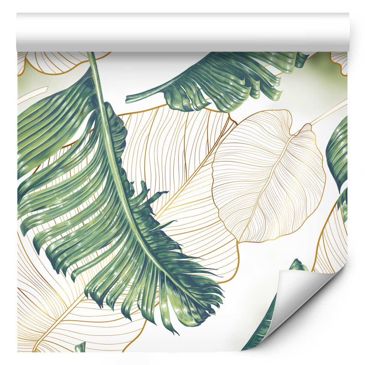 Modern Wallpaper Luscious Nature - Large Green Leaves and Delicate Beige Ones in the Wind 146026 additionalImage 6
