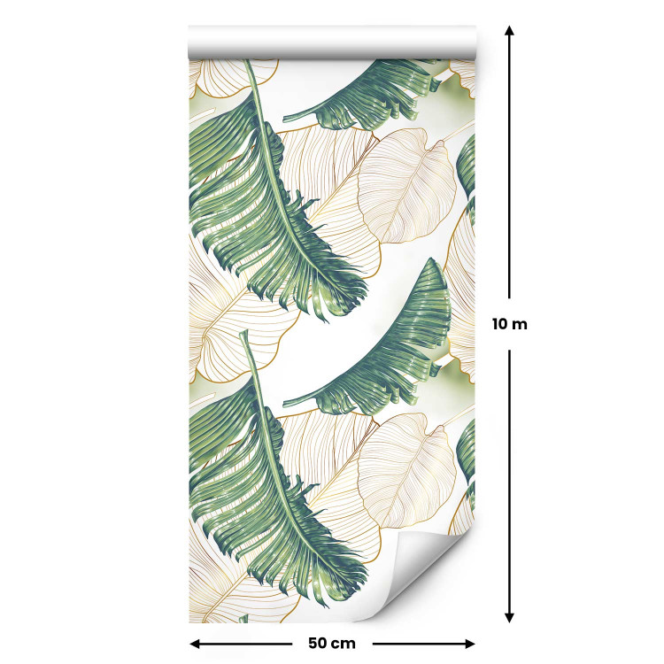 Modern Wallpaper Luscious Nature - Large Green Leaves and Delicate Beige Ones in the Wind 146026 additionalImage 7