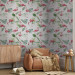 Wallpaper Exotic Birds - Dignified Pink Flamingos and Tropical Leaves 150026