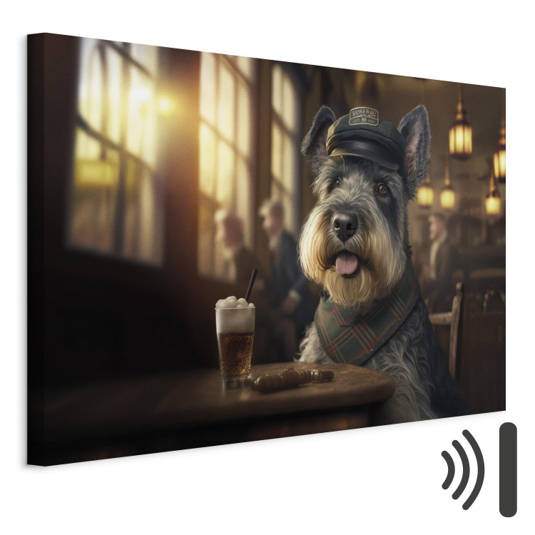 Canvas Print AI Dog Miniature Schnauzer - Portrait of a Animal in a Pub With a Beer - Horizontal 150126 additionalImage 8