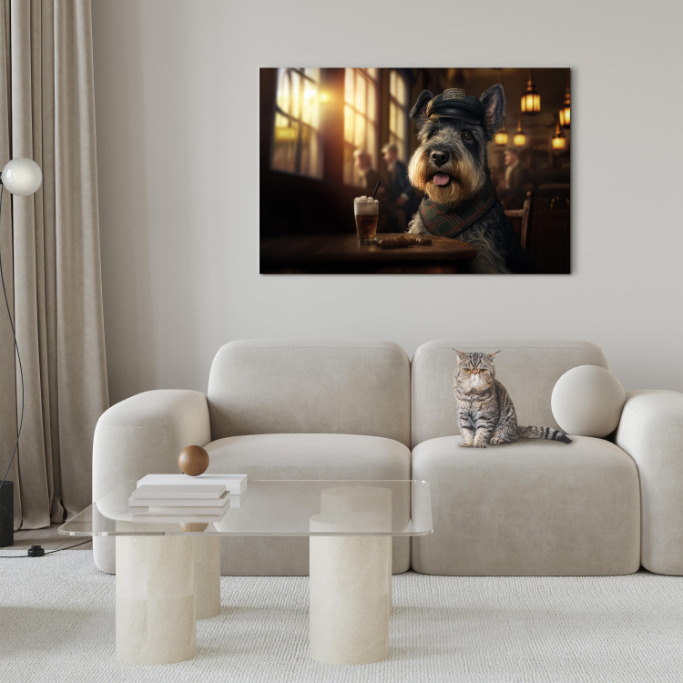 Canvas Print AI Dog Miniature Schnauzer - Portrait of a Animal in a Pub With a Beer - Horizontal 150126 additionalImage 9