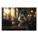 Canvas Print AI Dog Miniature Schnauzer - Portrait of a Animal in a Pub With a Beer - Horizontal 150126