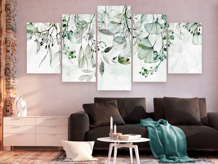 Canvas Subtle Twigs - Leaves in Delicate Shades on a White Background 151426 additionalImage 3