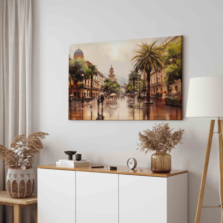 Canvas Art Print Palermo, Sicily - Rainy City Streets with Palms 151926 additionalImage 4